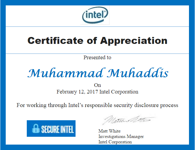 Acknowledged By Intel